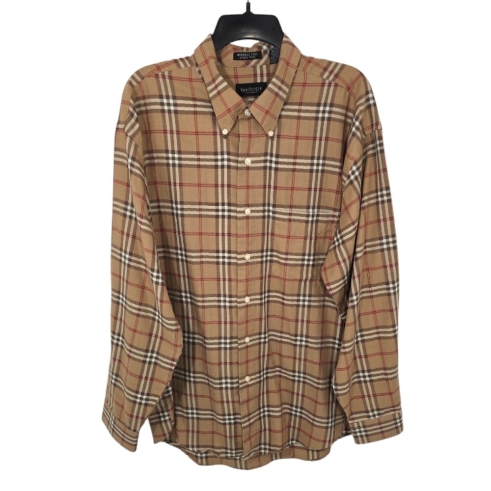 {Van Heusen} Men's Nova Check Plaid Button-down Shirt - Size XL